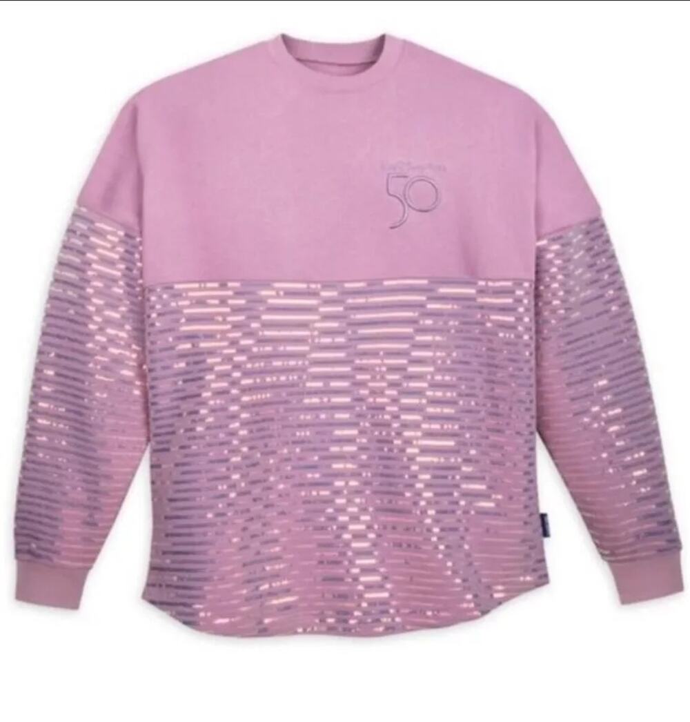 Walt Disney World 50th Anniversary EARidescent Sequined Spirit Jersey crew XS